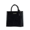 Mc2 Saint Barth Shop Bag Midi Handbag In Black Croc-print Leather In Black