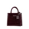 Mc2 Saint Barth Shop Bag Mini Handbag In Burgundy Coconut Print Leather In Red