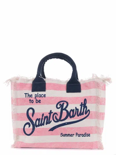 Mc2 Saint Barth Shopping Bag In Rosa/ecrù