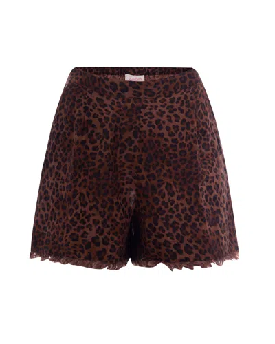 Mc2 Saint Barth Lightweight Linen Shorts With All-over Leopard Print In Animal Print