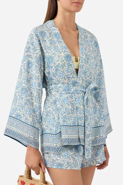 Mc2 Saint Barth Short Carly Kimono With Floral Batik Print
