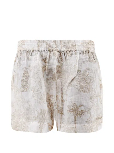 Mc2 Saint Barth Short Con Stampa Grafica Floreale Marrone Beige Chiaro  In Gray