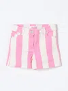 Mc2 Saint Barth Striped Denim Shorts In Pink