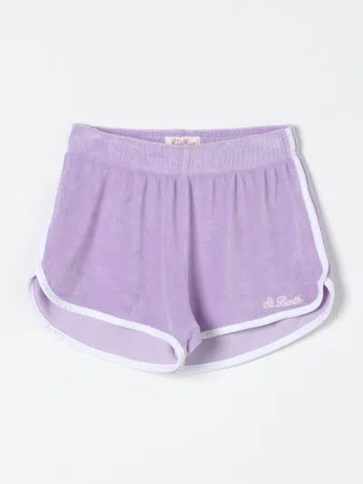 Mc2 Saint Barth Kids' Curly Terry-cloth Shorts In Violet