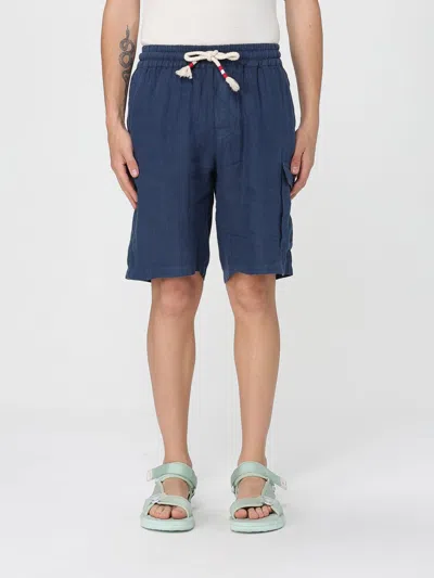 Mc2 Saint Barth Pantaloncino Cargo  In Lino In Blue