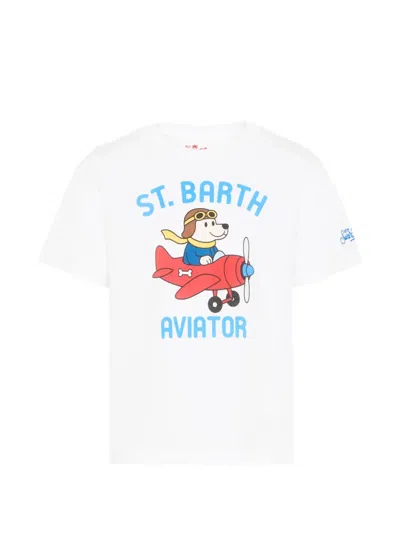 Mc2 Saint Barth Kids' Short-sleeve Graphic T-shirt In White