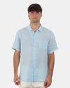 Mc2 Saint Barth Short Sleeve Shirt - Linen 31 Blue In Blue
