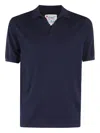 Mc2 Saint Barth Classic V-neck Polo Shirt With Short Sleeves In Blue