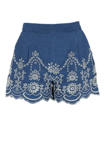 Mc2 Saint Barth Amani Cottton Shorts In Blue