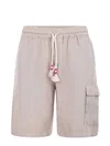 Mc2 Saint Barth Bermuda Chinos With Side Pocket In Beige