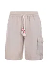Mc2 Saint Barth Bermuda Chinos With Side Pocket In Beige