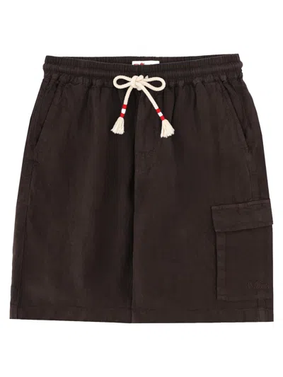 Mc2 Saint Barth Shorts In Lino Con Coulisse In Brown