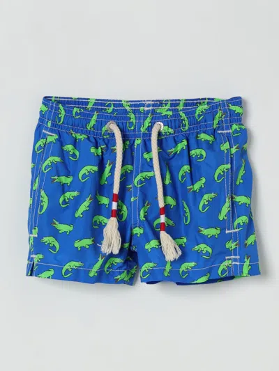 Mc2 Saint Barth Kids' Shorts Swimsuit With Print In Blue