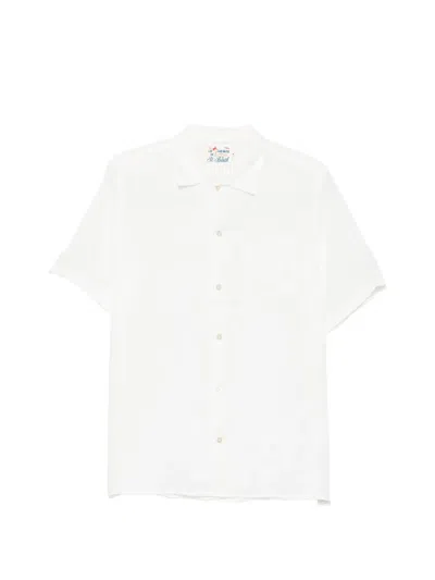 Mc2 Saint Barth Short-sleeved Linen Shirt In White