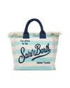 Mc2 Saint Barth Borsa A Spalla Vanity In Canvas Di Cotone A Righe Verde Acqua