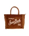 Mc2 Saint Barth Colette Fringed Velvet Tote Bag In Brown