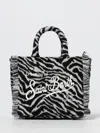 Mc2 Saint Barth Zebra Felt Mini Tote Bag In Black