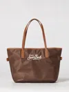 Mc2 Saint Barth Mini City Logo-embroidered Tote Bag In Brown