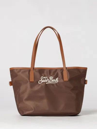 Mc2 Saint Barth Mini City Logo-embroidered Tote Bag In Brown