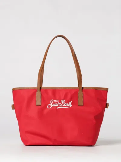 Mc2 Saint Barth Mini City Logo-embroidered Tote Bag In Red
