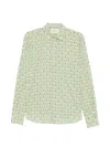 Mc2 Saint Barth Long-sleeve Button-up Shirt With Palm Tree Pattern In Green