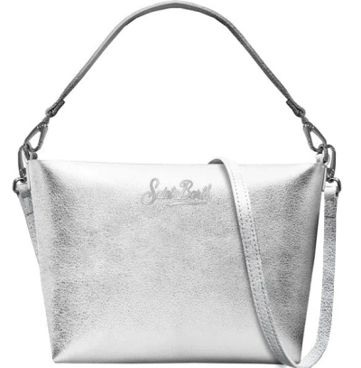 Mc2 Saint Barth Silver Logo Detail Shoulder Bag In Gray