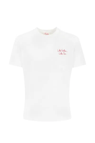 Mc2 Saint Barth Simpson T-shirt With Like Father, Like Son Embroidery In Bianco