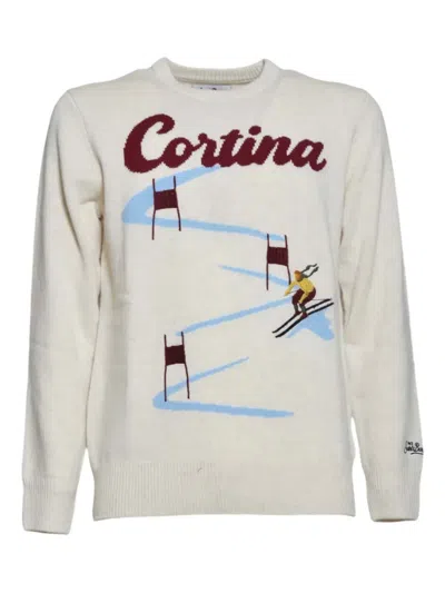 Mc2 Saint Barth Ski-graphic Sweater In White