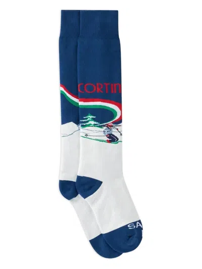 Mc2 Saint Barth Ski-motif Socks In Black