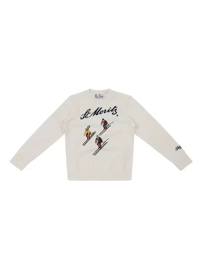 Mc2 Saint Barth Kids' Skiers-graphic Sweater In White