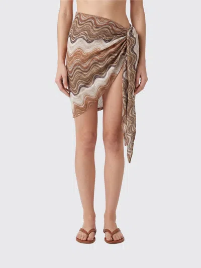 Mc2 Saint Barth Sery Wave Long Knitted Skirt In Brown