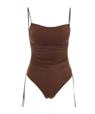 Mc2 Saint Barth Sleeveless Swimsuit In Brown