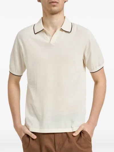 Mc2 Saint Barth Sloan Contrast-trim Polo Collar T-shirt In Neutral