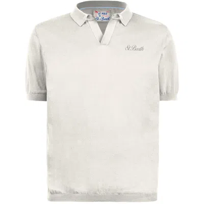Mc2 Saint Barth Sloan Jr Cream Knitted Polo Shirt In Gray