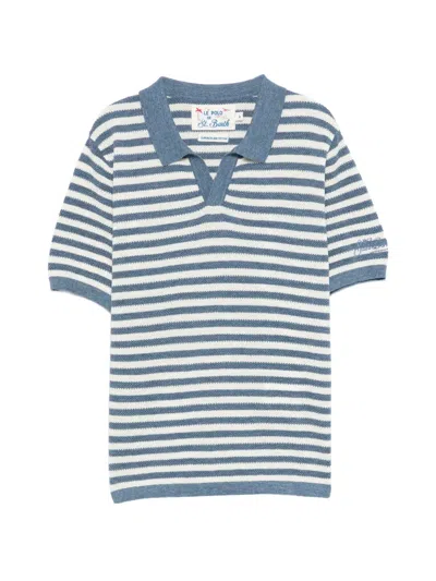 Mc2 Saint Barth Kids' Sloan Jr Striped V-neck Polo Shirt In Multi