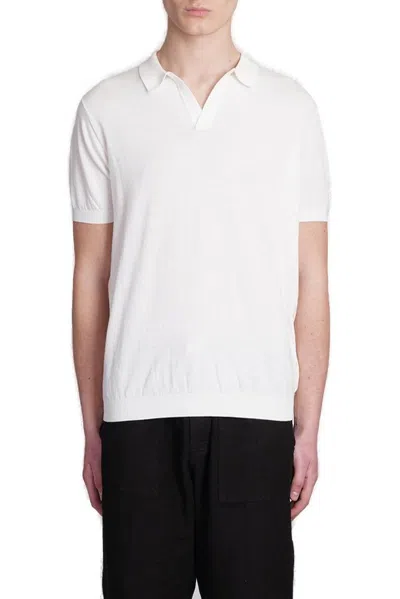 Mc2 Saint Barth Man Off-cream Knitted Polo Shirt Sloan In White