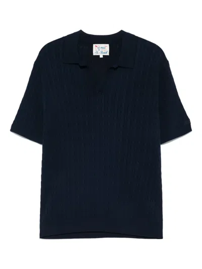 Mc2 Saint Barth Man Ribbed Blue Terry Polo Shirt Jeremy