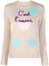 Mc2 Saint Barth Slogan-embroidered Crew-neck Jumper In Neutrals