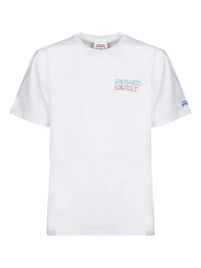 Mc2 Saint Barth Slogan-embroidered T-shirt In White