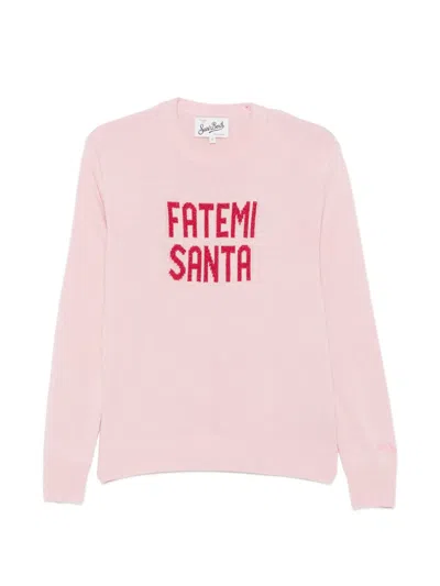 Mc2 Saint Barth Slogan-intarsia Sweater In Pink