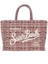 Mc2 Saint Barth Chic Tote Bag With Fringe And Top Handles In Pink