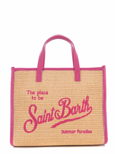 Mc2 Saint Barth Small  Shopping Bag In Beige/fucsia