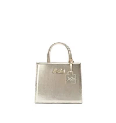Mc2 Saint Barth Small Structured Handbag With Metallic Gold Finish