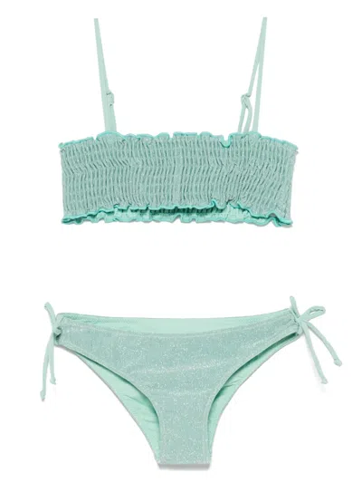 Mc2 Saint Barth Kids' Smocked Bikini Set In Green