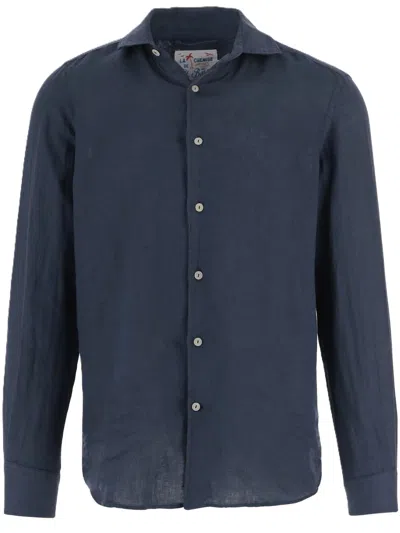 Mc2 Saint Barth Smooth Texture Long-sleeved Shirt In Blue