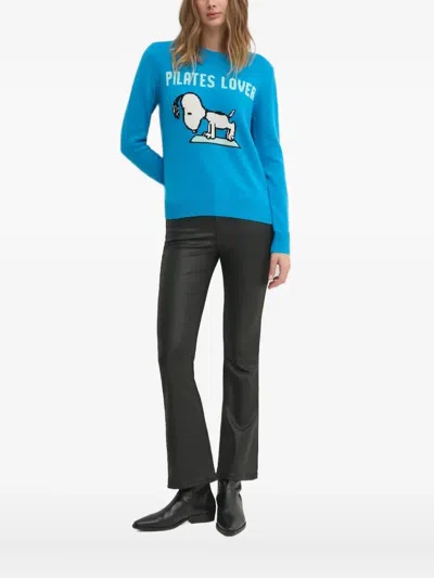 Mc2 Saint Barth Snoopy-graphic Ribbed Crew-neck Sweater In Blue