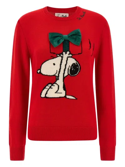 Mc2 Saint Barth X Peanuts Bow Patch Sweater In Red