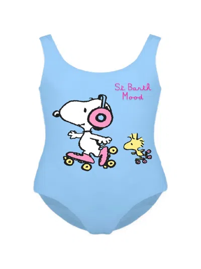 Mc2 Saint Barth Babies' Snoopy Graphic Swimsuit In Blue