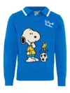 Mc2 Saint Barth Snoopy Polo-collar Sweater In Blue