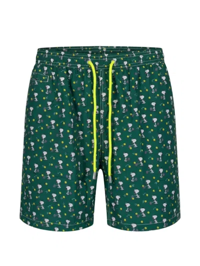 Mc2 Saint Barth Snoopy Tennis Swim Shorts In Green